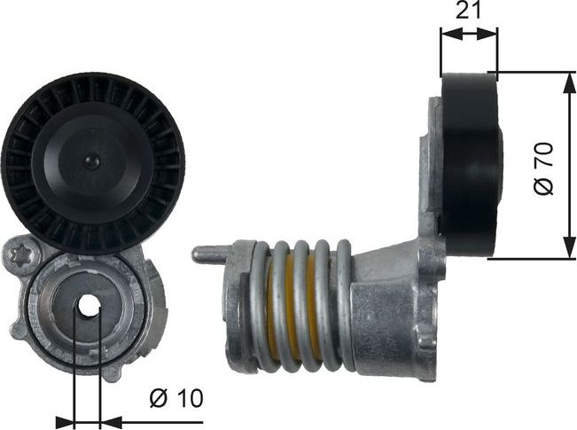 Натяжной ролик (натяжитель) приводного клинового зубчатого ремня (в сборе) Gates DriveAlign™. Артикул T39157