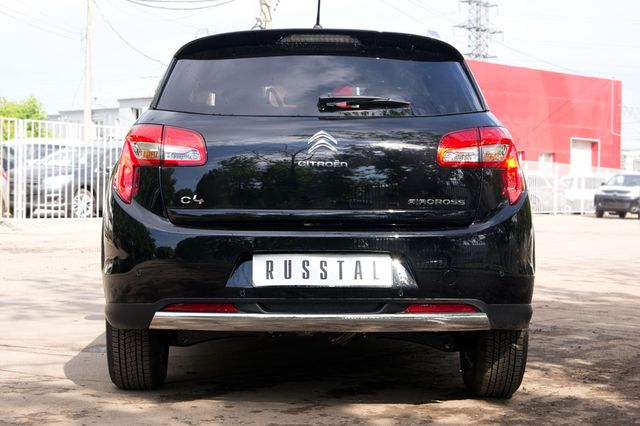 Защита RusStal заднего бампера d75х42 овал для Citroen C4 Aircross 2012-2017. Артикул C4Z-000558