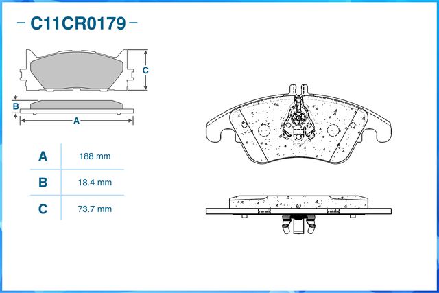Колодки тормозные передние (Low Metallic) (Cworks). Артикул C11CR0179