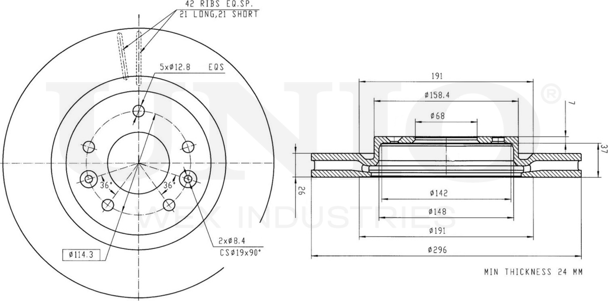 Диск тормозной (Unio). Артикул BRD-20111