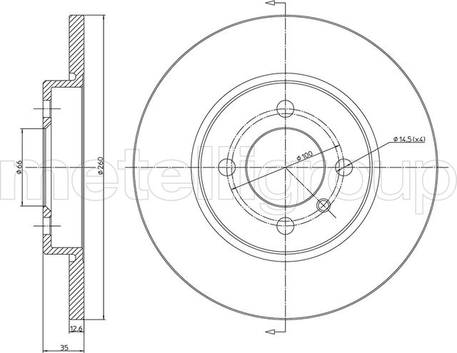 Тормозной диск Metelli передний для BMW 3 II (E30) 1982-1994. Артикул 23-0122