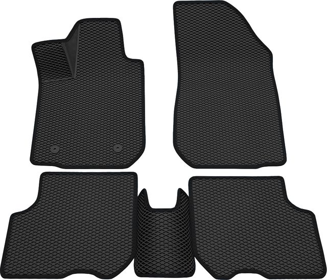 Коврики Rezkon 3D EVA Ромб резиновые для салона Renault Logan II 2018-2026 Черный кант. Артикул 9229015301