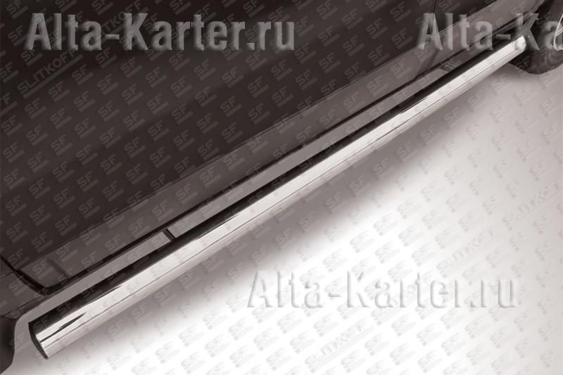 Пороги Slitkoff труба d76 ЧЕРНЫЕ матовые для Hyundai Tucson I 2004-2009. Артикул HT008B