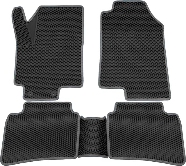 Коврики Rezkon 3D EVA Ромб резиновые для салона Hyundai Solaris II 2017-2026 Серый кант. Артикул 9220050202