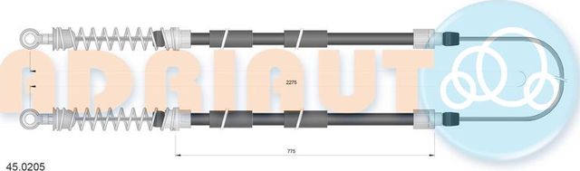 Трос ручника (тросик ручного тормоза) Adriauto задний для SEAT Malaga 1985-1993. Артикул 45.0205