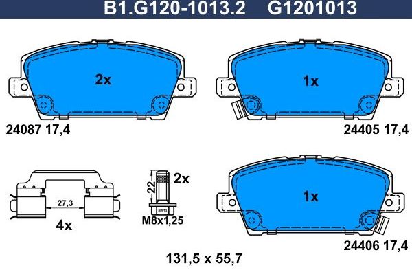 Тормозные колодки Galfer. Артикул B1.G120-1013.2