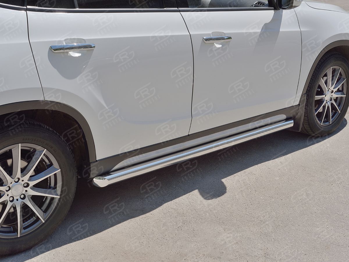 Защита порогов RusStal труба d63 (Вариант 1) для Brilliance V5 2014-2026. Артикул BV5T-0027021