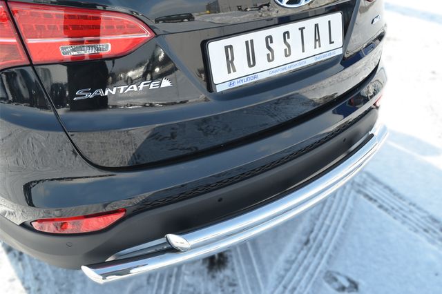 Защита RusStal заднего бампера труба d63/d63 (дуга) для Hyundai Santa Fe III 2012-2018. Артикул HSFZ-001226