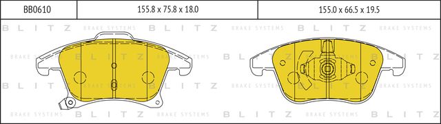 Колодки торм. FORD MONDEO 07>/S-MAX/VOLVO S80 06>/XC70/V70 07> пер. LowMetallic (Blitz). Артикул BB0610