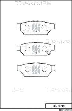 Тормозные колодки MK Kashiyama задние для Proton Gen-2 2004-2012. Артикул D6067M