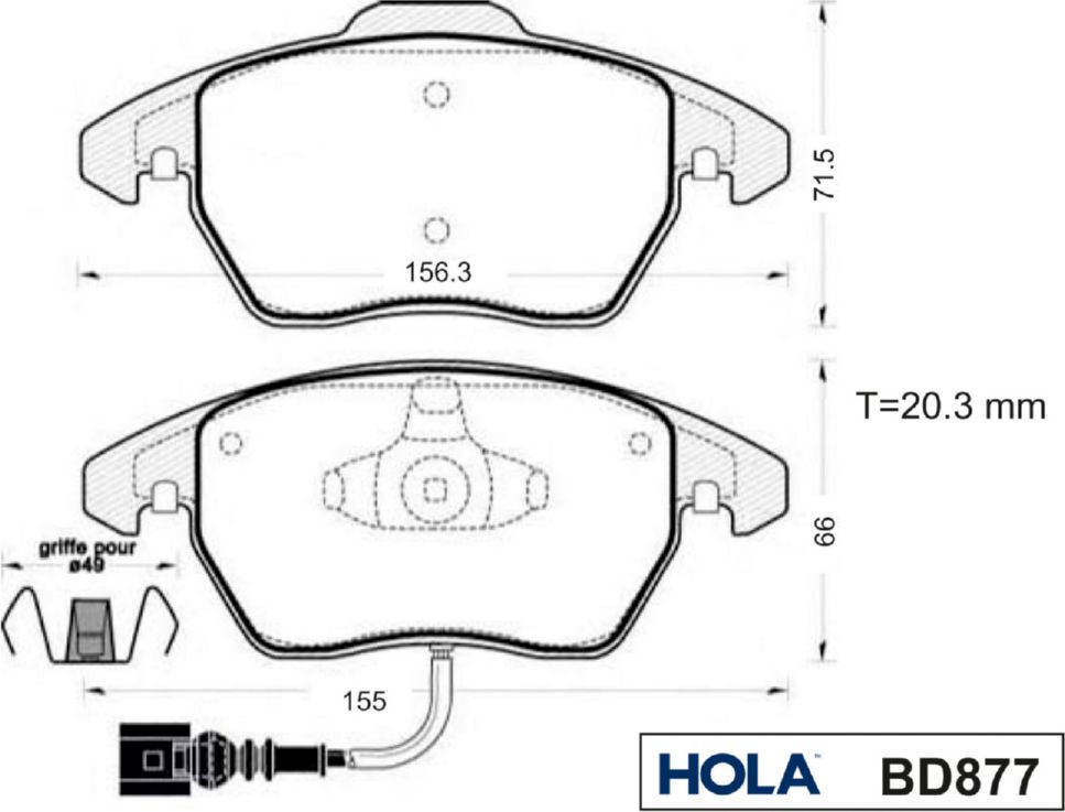Тормозные колодки HOLA. Артикул BD877