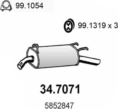 Глушитель (задняя часть) Asso. Артикул 34.7071