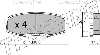 Тормозные колодки Trusting задние для Toyota Tundra II 2006-2026. Артикул 838.0