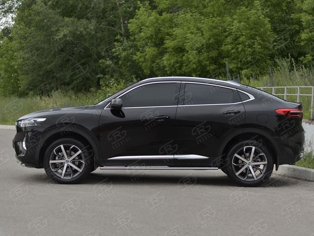 Защита порогов RusStal труба d75х42 овал с проступью для Haval F7x 1.5 4WD 2019-2022. Артикул HF7XO-003840