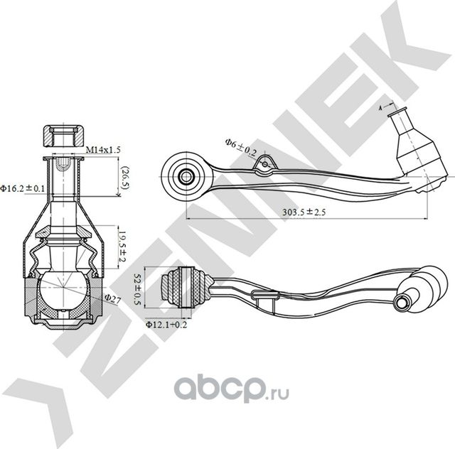 РЫЧАГ ПЕРЕДНИЙ НИЖНИЙ ЗАДНИЙ ПРАВЫЙ BMW E60 03 (Zennek). Артикул DCA0088