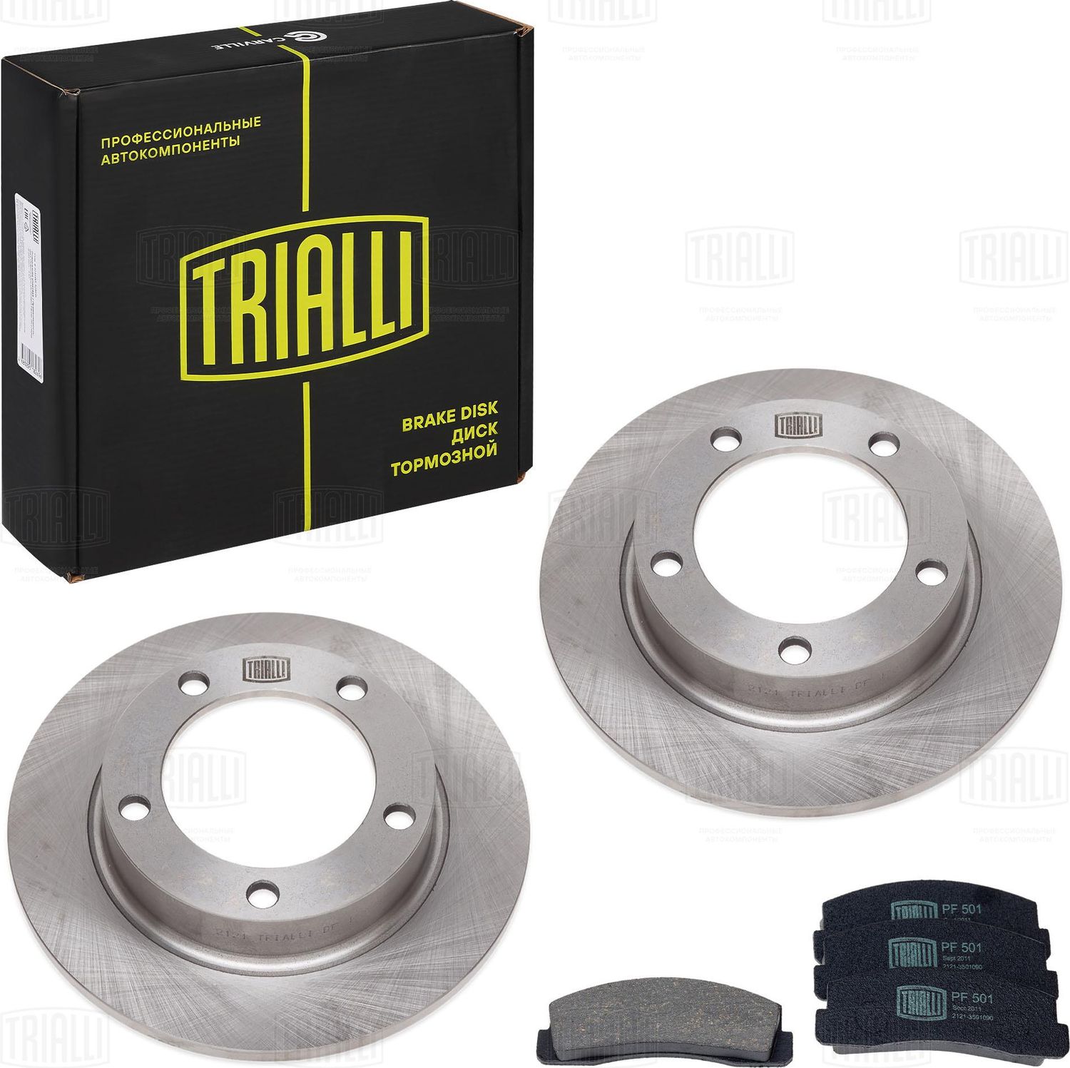 комплект тормозов TRIALLI для а/м 2121 диск торм.(2шт)+колодки перед. BK 130. Артикул BK130
