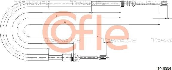 Трос ручника (тросик ручного тормоза) Cofle. Артикул 92.10.6034