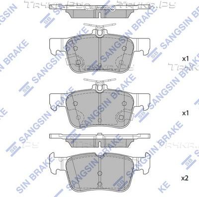 Тормозные колодки Sangsin Hi-Q задние для Ford Edge II 2015-2018. Артикул SP1919A