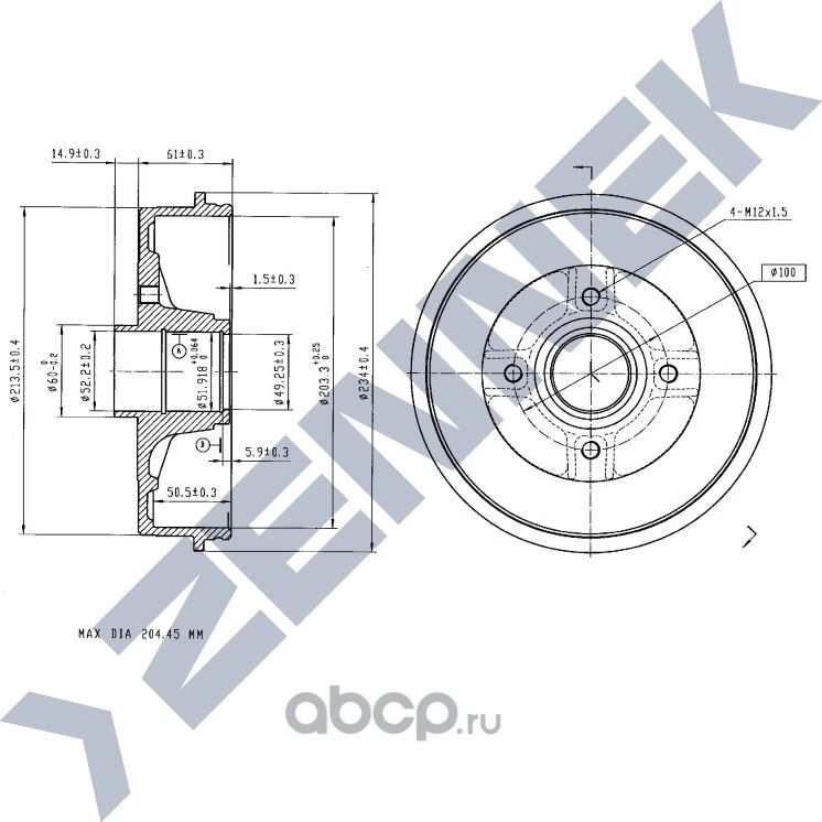 Барабан тормозной RENAULT CLIO 98-> LOGAN 04 (Zennek). Артикул DDR0010
