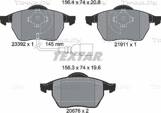 Тормозные колодки Textar Q+ передние для Volkswagen Polo IV 2006-2009. Артикул 2339201