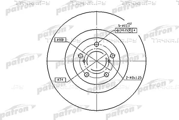 Тормозной диск Patron передний для Subaru Legacy V 2009-2014. Артикул PBD7004
