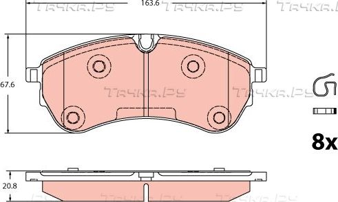 Тормозные колодки TRW передние для Volkswagen Crafter II 2016-2026. Артикул GDB2362