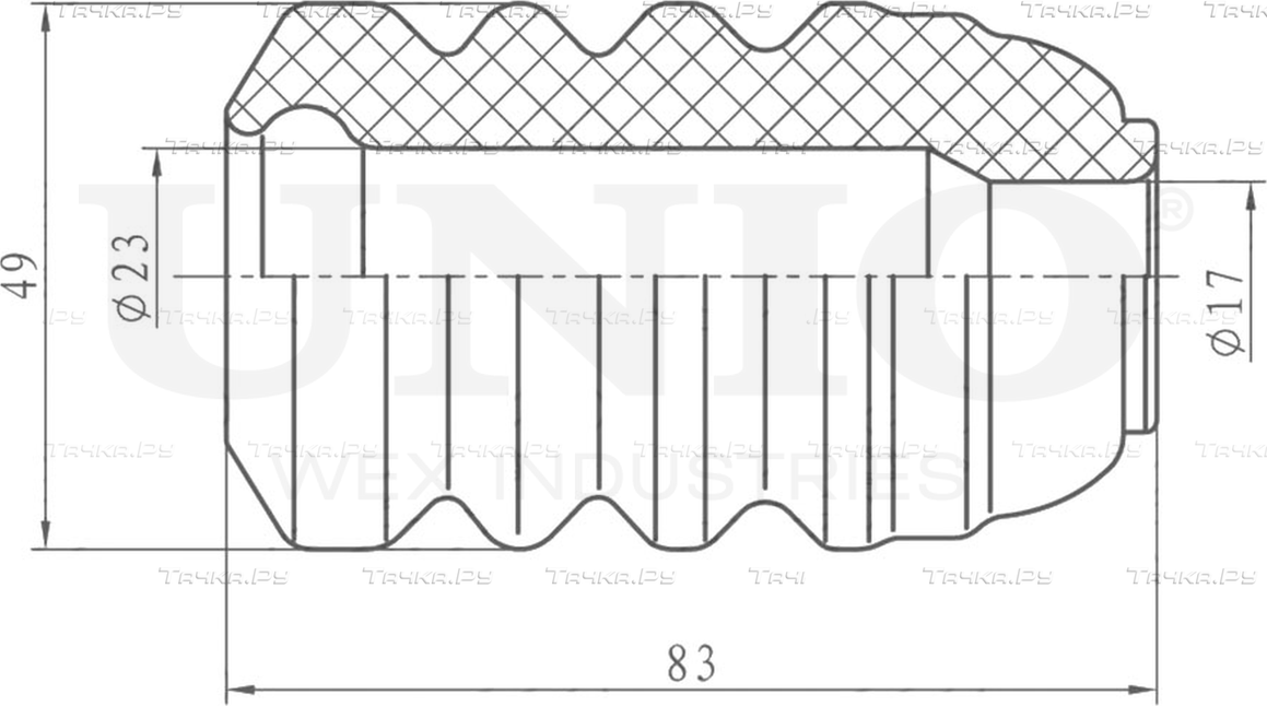 Отбойник амортизатора (Unio). Артикул DUC-40002