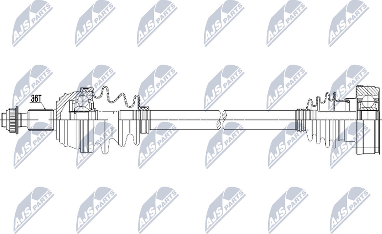 Полуось (привод в сборе, приводной вал) NTY. Артикул NPW-VW-097
