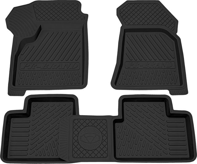 Коврики Rezkon резиновые (эконом) для салона Lada Priora 2007-2018. Артикул 1039025200