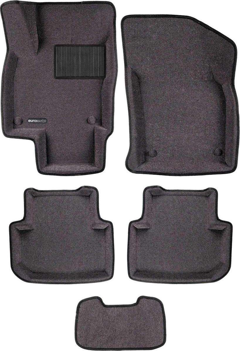Коврики текстильные Euromat 3D Business для салона (Укороченные) Volkswagen Tiguan II 2016-2026 СЕРЫЕ. Артикул EMC3D-005420G