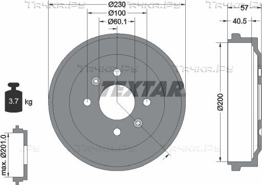 Тормозной барабан Textar задний для Opel Karl 2015-2019. Артикул 94047100