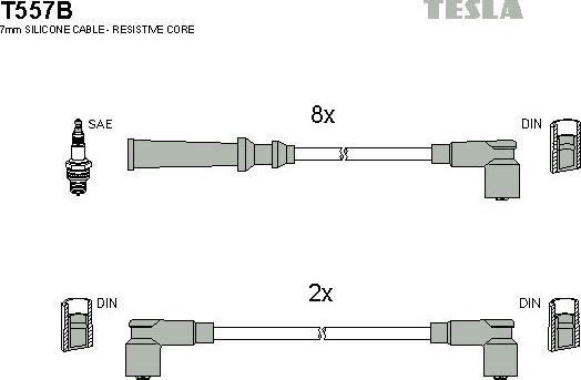 Высоковольтные провода (провода зажигания) (комплект) Tesla. Артикул T557B