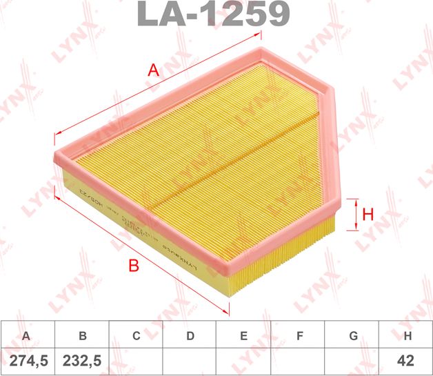 Воздушный фильтр LYNXauto. Артикул LA-1259