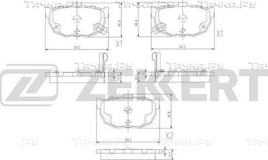Тормозные колодки Zekkert задние для Nissan Maxima J30 1988-1994. Артикул BS-2856