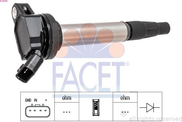Катушка зажигания Facet OE Equivalent. Артикул 9.6436