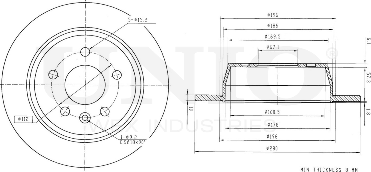 Диск тормозной (Unio). Артикул BRD-20197