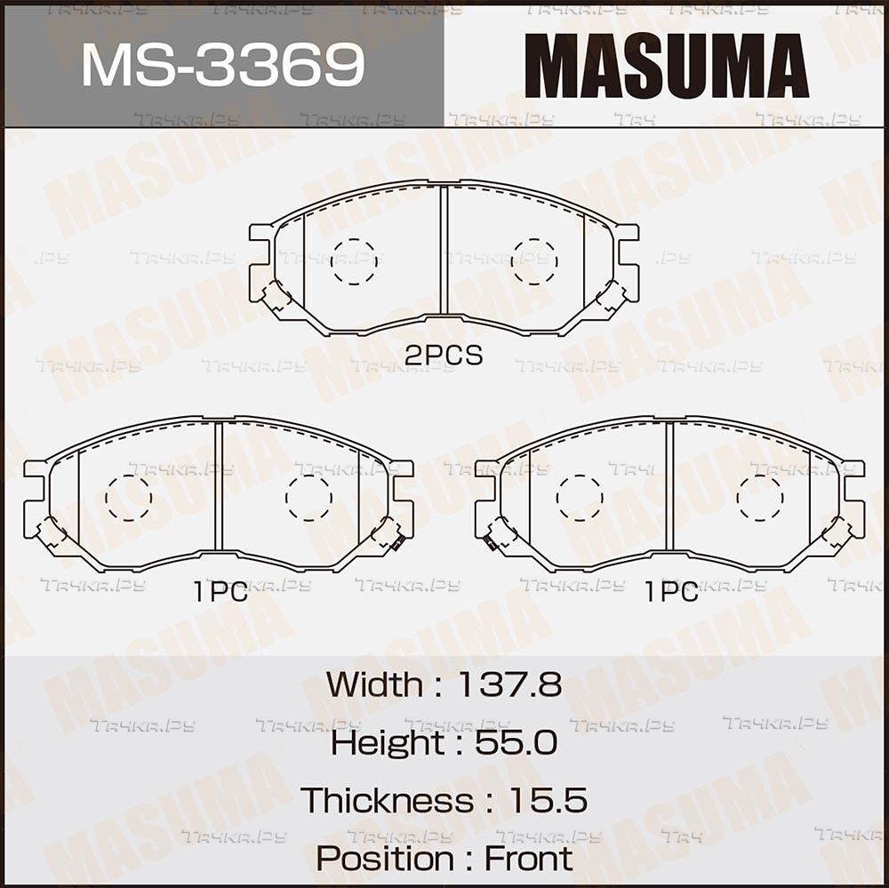 Тормозные колодки Masuma передние для Mitsubishi L200 III 1996-2007. Артикул MS-3369