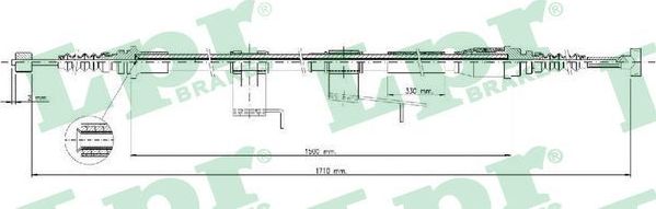 Трос ручника (тросик ручного тормоза) LPR. Артикул C0388B