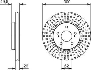Тормозной диск Bosch передний для Chery Tiggo 2 I 2016-2025. Артикул 0 986 479 787