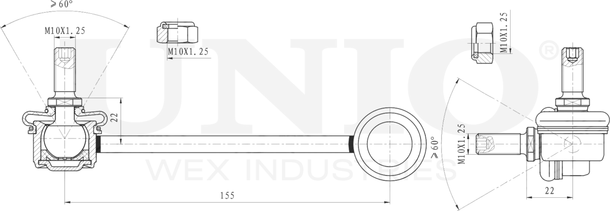 Тяга/стойка стабилизатора (Unio). Артикул SSP-50062
