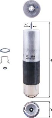 Топливный фильтр Mahle. Артикул KL 169/6D