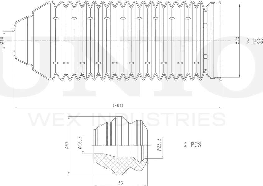 Отбойник и пыльник амортизатора, комплект (Unio). Артикул DUC-50033