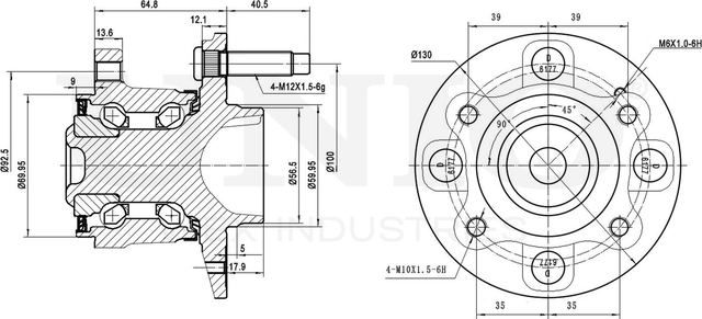 Ступица колеса с интегрированным подшипником (Unio). Артикул HUB-20040