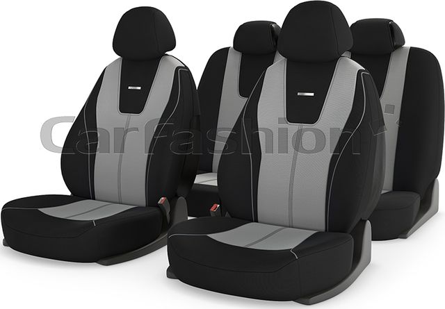 Чехлы универсальные CarFashion Douglasна сидения авто, цвет Светло-серый/Черный/Светло-серый. Артикул 22038