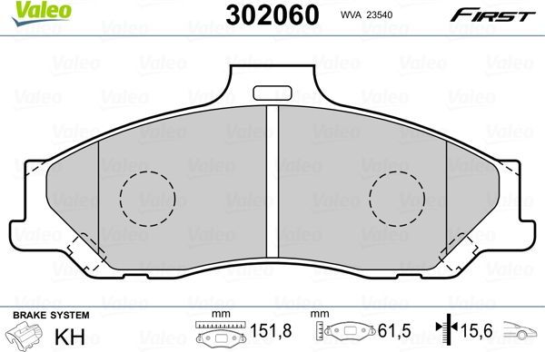 Тормозные колодки Valeo First. Артикул 302060