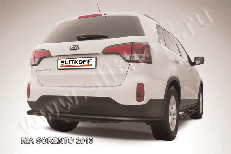 Защита Slitkoff заднего бампера d57 ЧЕРНАЯ матовая для Kia Sorento II рестайлинг 2012-2026. Артикул KS13-012B