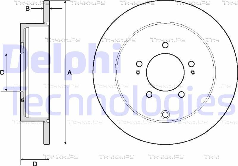 Тормозной диск Delphi задний для Citroen C-Crosser 2007-2013. Артикул BG4161C