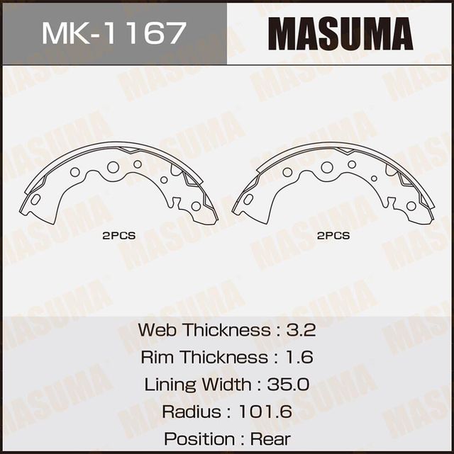 Тормозные колодки Masuma задние для Nissan Almera Classic I 2006-2013. Артикул MK-1167