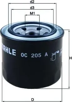 Фильтр масляный HYUNDAI/KIA/MAZDA/MITSUBISHI (Mahle/Knecht). Артикул OC205A