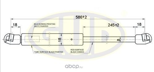 АМОРТИЗАТОР БАГАЖНИКА SKO OCTAVIA II (1Z3) 0204- 405N L=585,5245MM G.U.D.. Артикул GGS020495